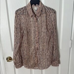 A new day button up sheer metallic shirt size medium